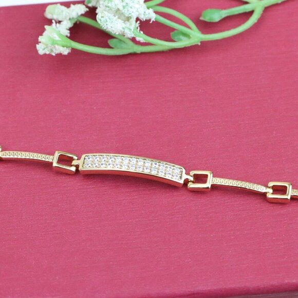 "Elegant Rose Gold Bracelet with Sparkling CZ Bar Accent, XPBL0904 - Picture 12 of 13